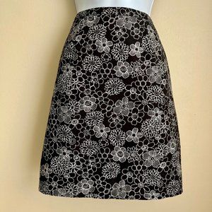 Floral Black Mini Skirt Size 4 - Excellent Condition